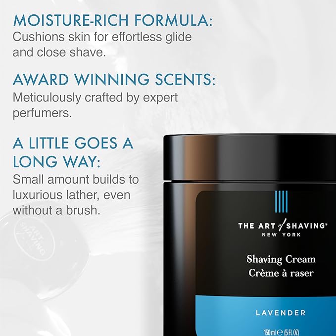 The Art of Shaving Lavender Shaving Cream for Men - Beard Care, Protects Against Irritation and Razor Burn, Clinically Tested for Sensitive Skin, 5 Fl Oz (Pack of 1)