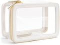 Aveniee Clear Makeup Bag, Large Transparent Cosmetic Pouch with Dual Zippers, Travel Toiletry Case Car Organization for Women Enssantials (Off-White)