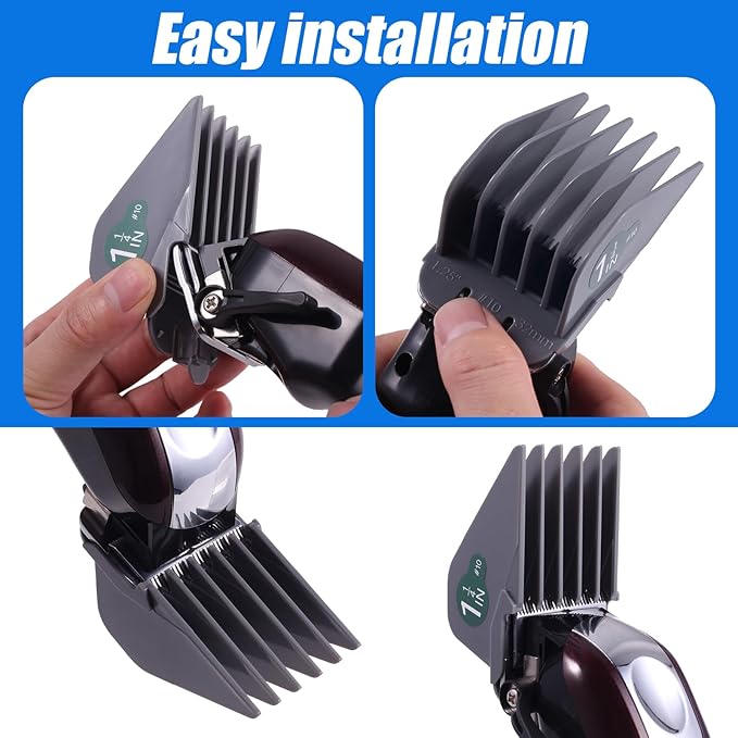 Extra Long Clipper Guards for Wahl 10 12 14 16 18 20 Hair Clipper Guards, 2.5 Inch Clipper Guides Attachments - 1.25" to 2.5", 6 Piece Set, Gray Color