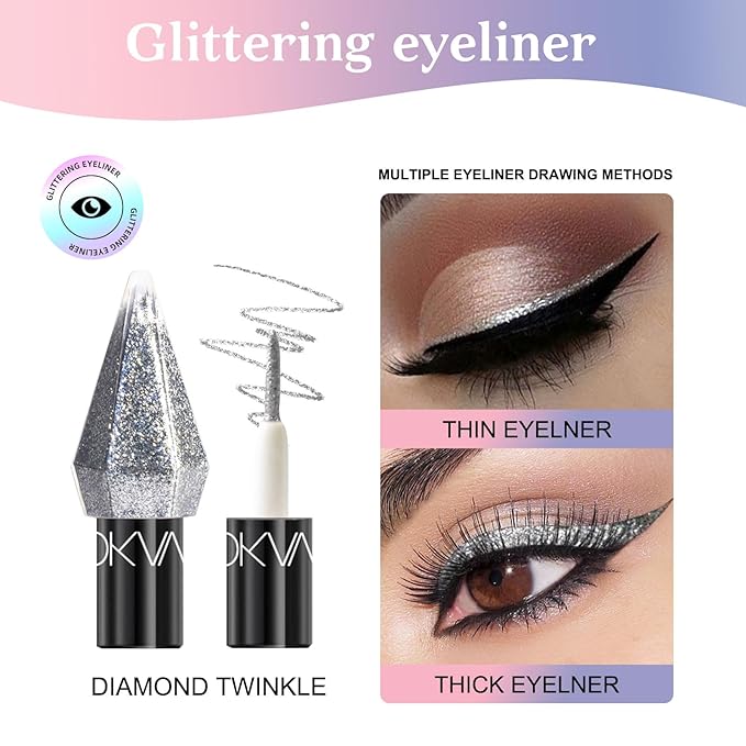5 Pcs Liquid Eyeshadow Glitter Eyeliner Diamond Colorful Set with Shimmer and Waterproof Eye Shadow for Gift Eye Glitter Makeup（Colourful）