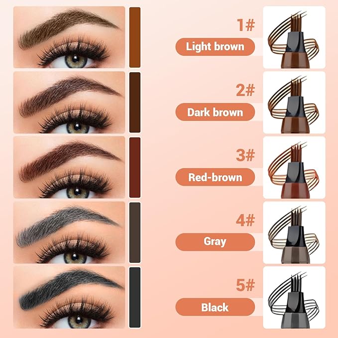 Microblading Eyebrow Pencils for Women,2026 Upgraded 3D Waterproof Eyebrow Pen,Long Lasting 4-Tip Brow Pencil, Eye Brow Pen for Natural Brows (Black)
