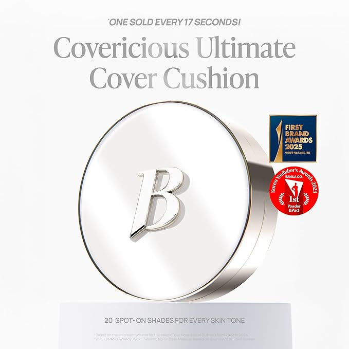 BANILA CO Covericious Ultimate Cover Cushion | Up to 100HR Long-Wear Foundation | 20 Shades for All Skin Tones | Matte & Lightweight Finish | Korean Cushion Foundation (14g / 0.49 oz), 28W CARAMEL