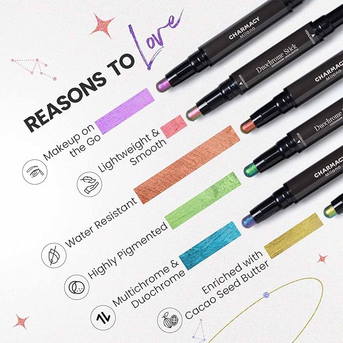 CHARMACY Multichrome 2 in 1 Cream Eyeshadow Stick, Waterproof Eye Brightener Highlighter Stick Makeup, High Pigmented, Smudge-Proof, Vegan & Cruelty-Free (#906)
