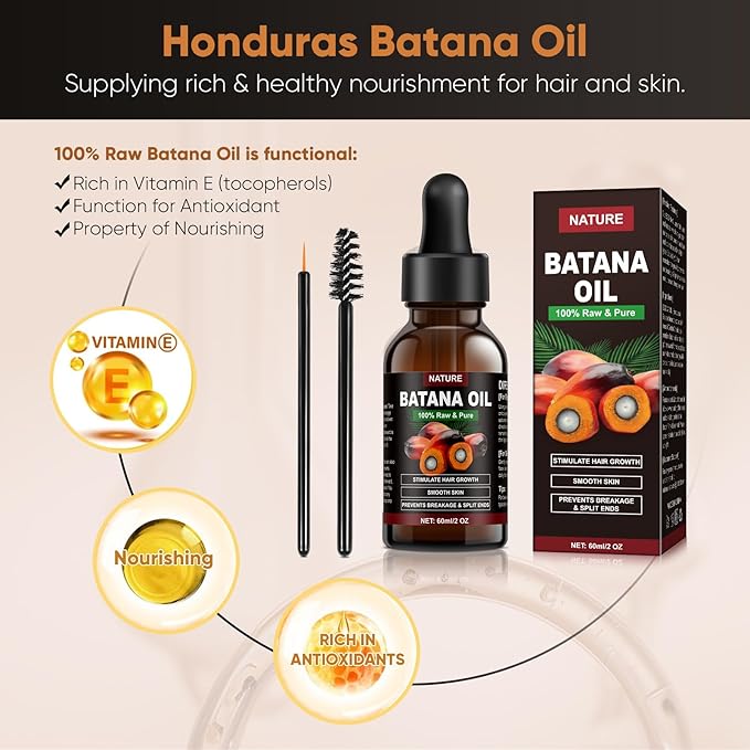 Batana Oil for Hair Growth - Organic Batana Oil for Hair Growth All Types from Honduras, Hair Growth Oils for Growth & Treatment|Enhances Radiance & Nourishment Hair Oil