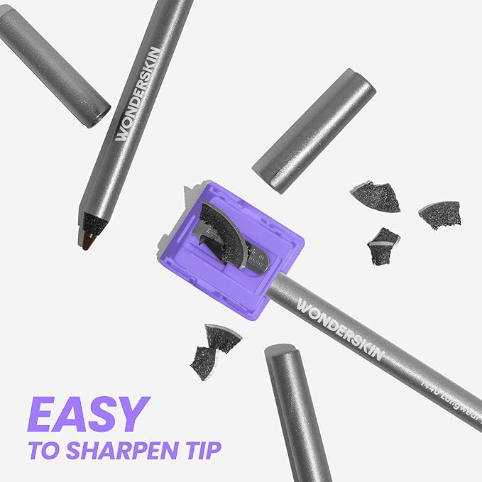 Wonderskin Eyeliner Pencil, 1440 Longwear Blue Glitter Eyeliner Pencil - Waterproof, Sharpenable & Smudge Proof