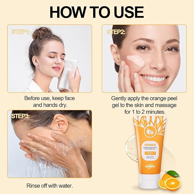 Orange Exfoliating Gel Scrub for Face and Body, Orange Peeling Gel, Deep Clean Pores, Remove Blackheads & Moisturize Skin, Orange Exfoliating Gel for All Types Skin (1PC)