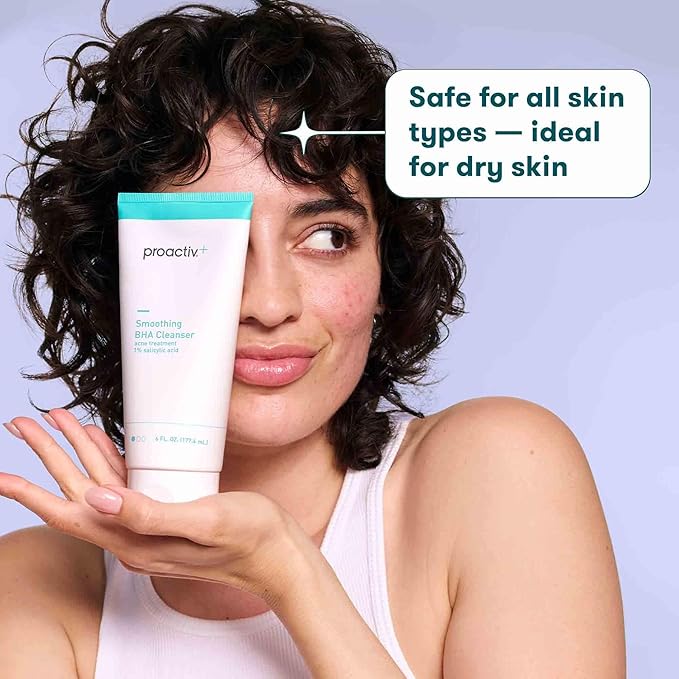 Proactiv+ Smoothing BHA Cleanser, 6 oz, Unscented Acne Treatment for All Skin Types, 1% Salicylic Acid Cleanser with Soothing Aloe