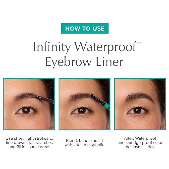 Thrive Causemetics Infinity Waterproof Eyebrow Pencil, Retractable Brow Pencil with Hyaluronic Acid & Shea Butter, Dual Ended Eyebrow Brush Spoolie, Fine Tip, Vegan & Cruelty Free, Tova (Soft Black)