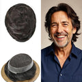 FACE MIRACLE Toupee for Men French Lace Hairpiece Human Hair Replacement System Skin PU Mens Toupee Hair Wigs for Man V-Looped Front Hair Prosthesis 5"X7" 2# DARKEST BROWN