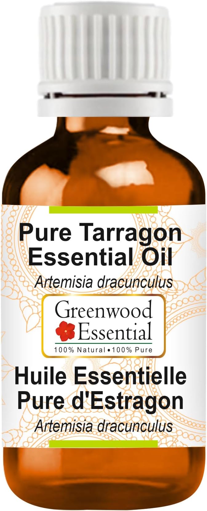 Greenwood Essential Tarragon Essential Oil (Artemisia Dracunculus) Pure | Non-Sticky | Non-Greasy | Lightweight | Men & Women | All Skin Types | Steam Distilled 10ml (0.33 oz)
