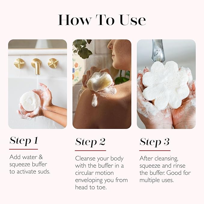 Spongelle Freesia Pear Spongette Loofah Body Scrubber | Bath & Shower Loofah for Women | Body Scrubber Exfoliator with Body Wash Infused Sponge | 5+ uses | Fresh Freesia, Juicy Pear & Musk
