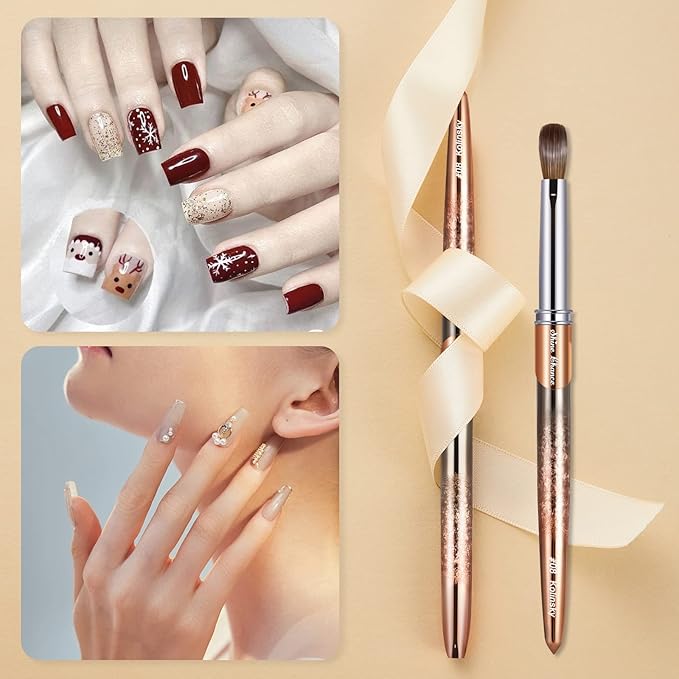 Acrylic Nail Brush Size 8, 100% Real Kolinsky Art Nail Brush for Acrylic Powder Application, Handmade Women Manicure Nail Extension Tool for Professional DIY Home Salon and Beginners