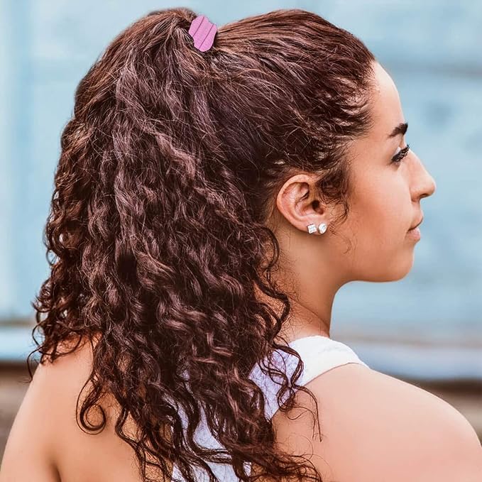 Burlybands Large Hair Ties for Thick, Heavy or Curly Hair - Non-Slip, Non-Damage, Seamless Women's Ponytail Scrunchies - Pink 3 Pcs