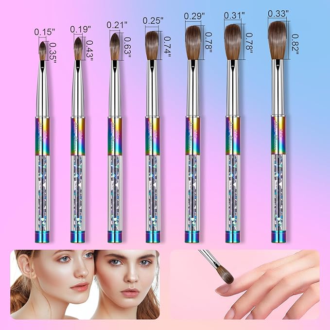 Acrylic Nail Brush Size 2, 100% Real Kolinsky Art Nail Brush for Acrylic Powder Application, Handmade Women Manicure Nail Extension Tool for Professional DIY Home Salon and Beginners