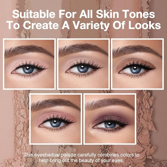 5 Colors Matte Nude Eyeshadow Makeup Palette, Nude Pink Brown Taupe Neutral Matte Smokey Cream Mini Eye Shadow Palette Makeup for Older Women Blue Green Eyes, Contour Make up Palettes sombras de ojos