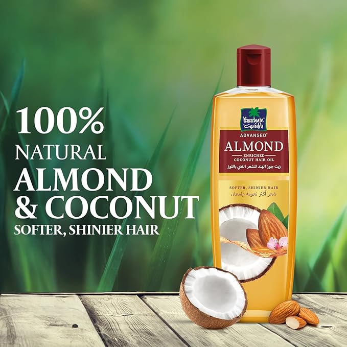 Parachute Advansed Almond Hair Oil with Coconut|For Soft & Silky Hair| Boosts Shine & Softness| No Parabens & Silicones| All Hair Types| 10.1 fl.oz