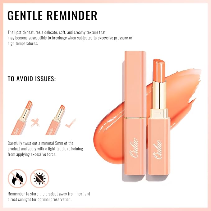 Oulac Shine Pink Lipstick for Women, 2 in 1 Glossy Light Pink Tinted Lip Balm, Hydrating Lipstick for Dry Lips, Moisture Shine Juicy Finish Vegan 2.2g/0.07oz (26)