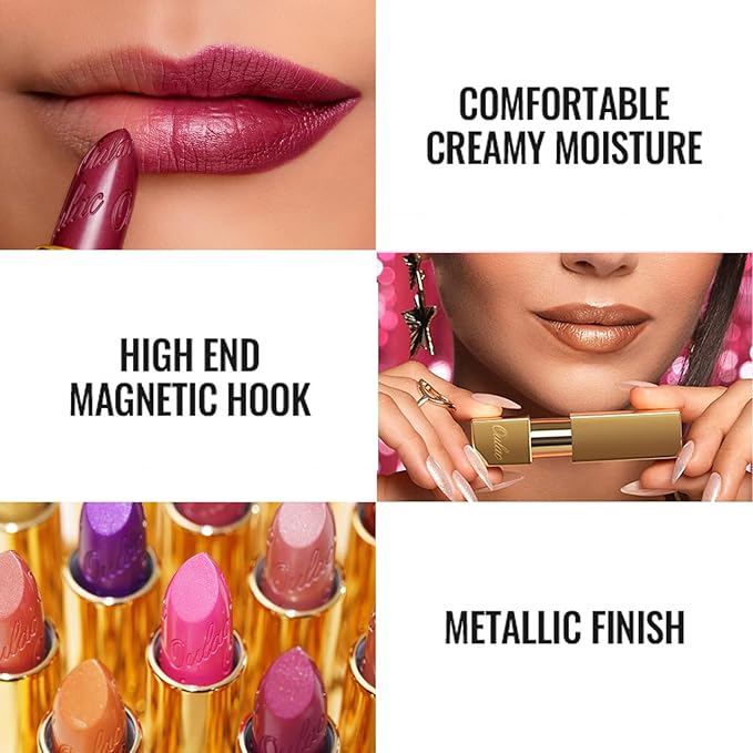 Oulac Lipstick & Lipliner Set 3PCS High Impact Lipcolor with Moisturizing Formula, Vegan Beauty, Full-Coverage Lip Color, Gift Lipstick for Women, LL05+05+GM12