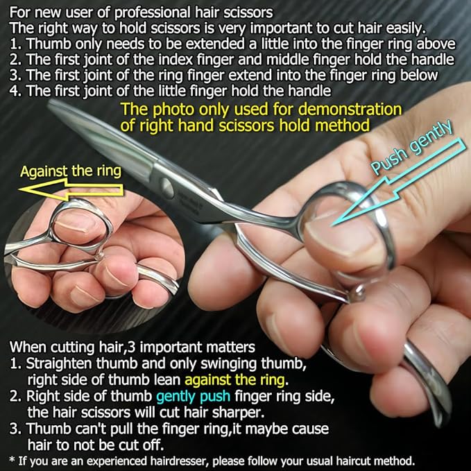 Professional Hair Shears 6" Silvery Blind Hole Sharp Hair Cutting Scissors Haircut Barber Scissors Barber Shears Convex Edge 440C KINSARO for Hairdresser Barbershop or Home Use