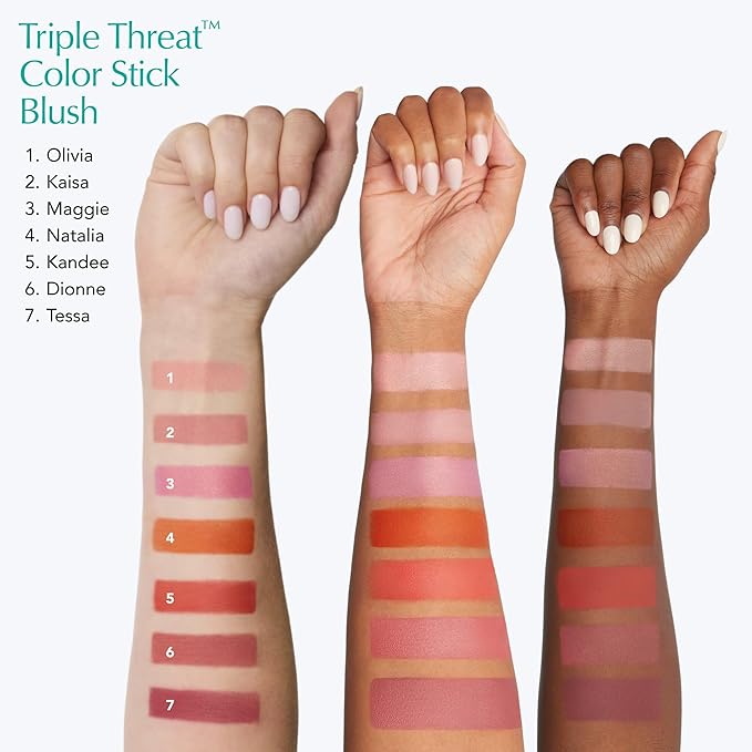 Thrive Causemetics Triple Threat Color Stick: Cream Blush Stick with Vitamin E, Evening Primrose Oil, Waterproof Smudge Proof Face Makeup Formula, Kandee (True Red Matte)