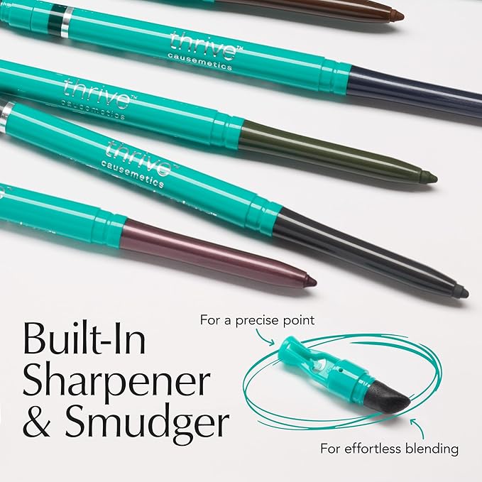 Thrive Causemetics Infinity Waterproof Eyeliner Pencil, Built In Sharpener & Smudge Tip, Long Lasting, Smudge Proof, Hyaluronic Acid & Shea Butter, Vegan & Cruelty Free, Ella (Brown Matte)