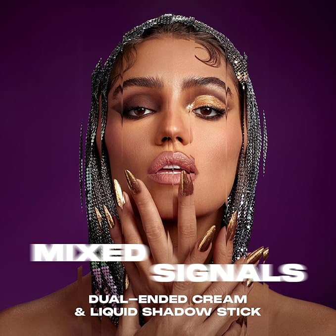 Morphe Mixed Signals Dual-Ended Eyeshadow Stick - Cream Eyeshadow Pigment & Chrome Liquid Flakes for Bold, Layered Eye Makeup Looks - BFF/FWB (0.96 oz)