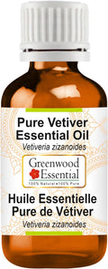 Greenwood Essential Pure Vetiver Essential Oil (Vetiveria zizanoides) Steam Distilled 15ml (0.50 oz)