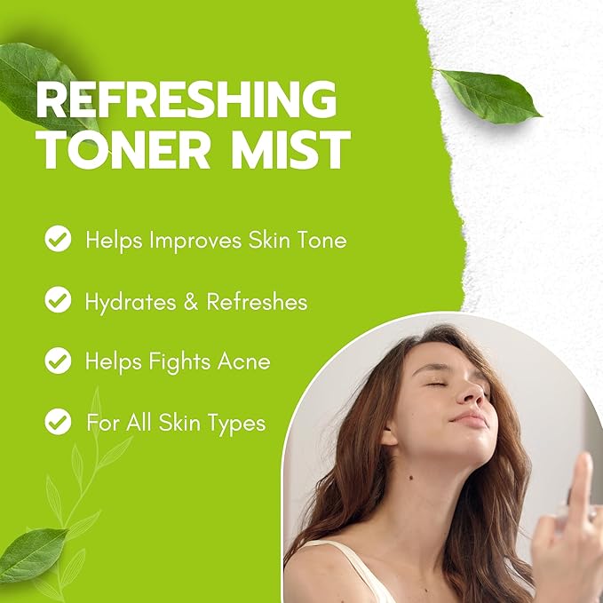 Green Tea Matcha Facial Toner Mist with Lavender, Refreshing, and Soothing Face Toner, with Jojoba Oil, Castor Oil, Snail Filtrate,120ml
