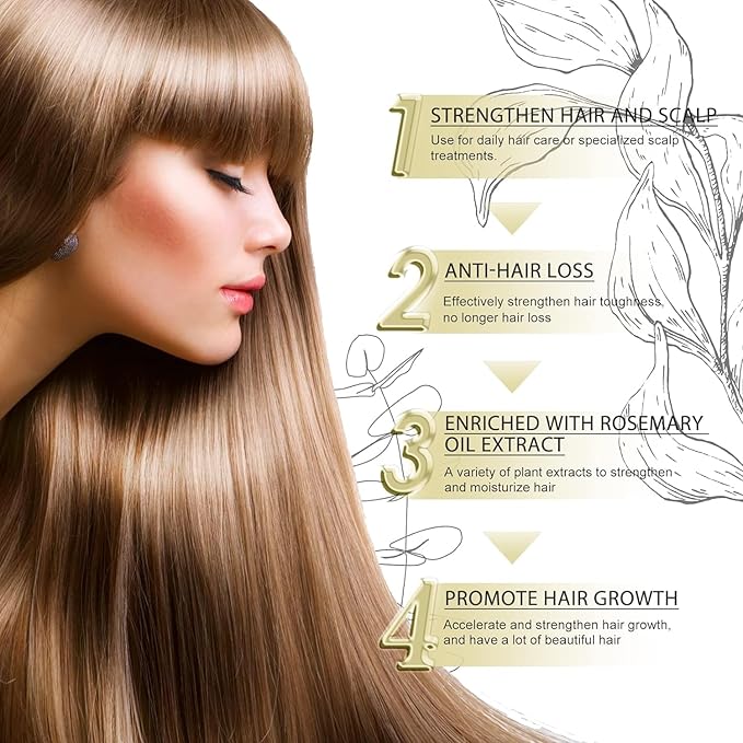 120ML Natural Hair Growth, Rosemary Oil for Hair Growth Organic, Rosemary Oil for Dry Damaged Hair and Growth Thin Hair （2PCS）