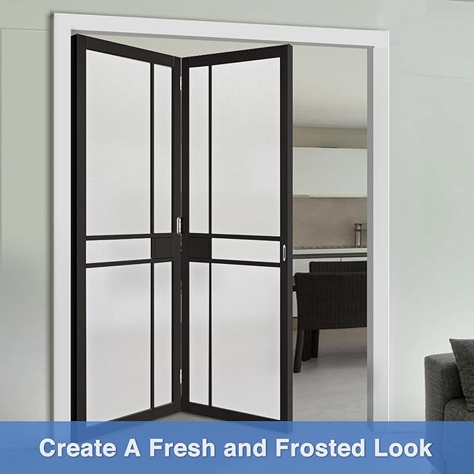 Volcanics Frosted Glass Window Privacy Film with Installation Tools, Removable Static Cling Bathroom Window Film, Heat Control UV Blocking, Peep-Proof, Ideal for Home Office 35.4 x 118 Inches