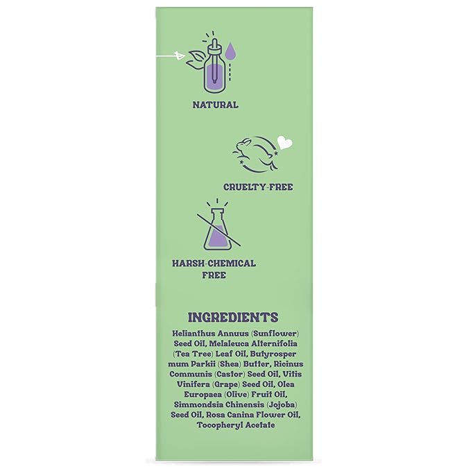 Purifect Cool Calm Clear Tea Tree Oil Redness Relief Face Serum – Removes Blemishes, Acne Scars and Soothes Dry, Itchy, Sensitive Skin – Made in USA with Vitamin E, Shea butter, Jojoba & for Face