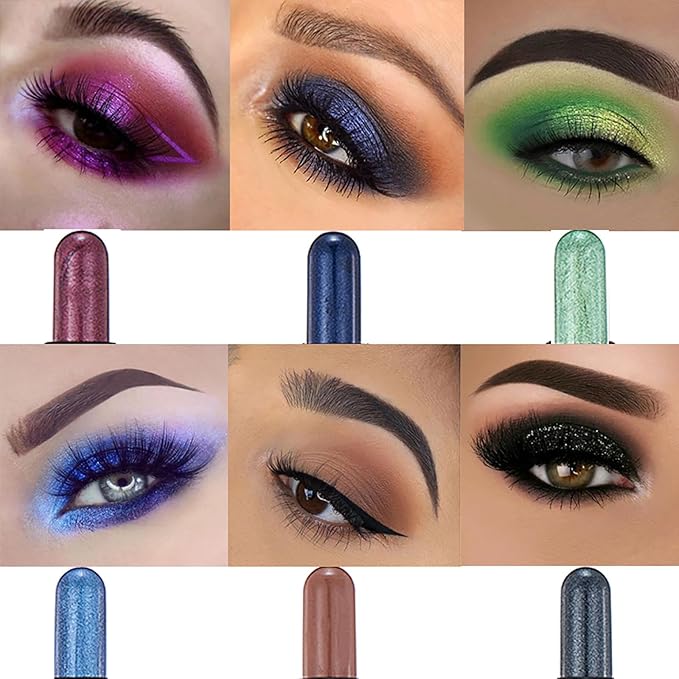 White Shimmer Dual Ended Eyeshadow Stick 12 Colors Matte and Shimmer Waterproof Long Lasting Creamy Eyeshadow Pencil for Smokey Eye Natural Everyday Makeup
