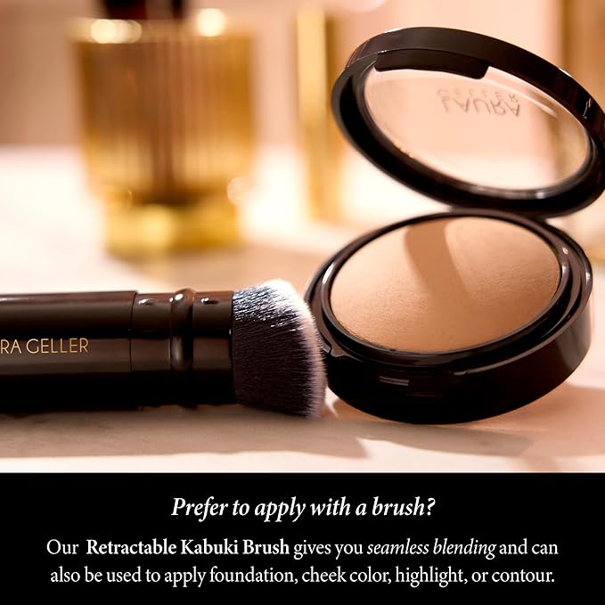 LAURA GELLER NEW YORK Baked Double Take Powder Foundation - Deep - Buildable Medium to Full Coverage - Matte Finish