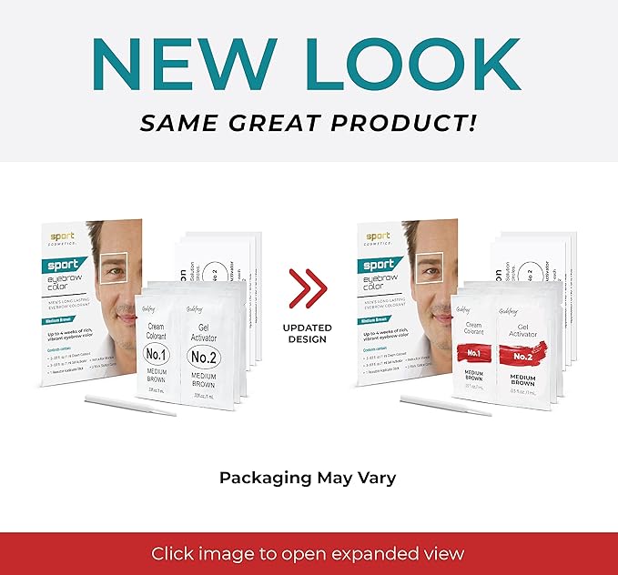 Sport Eyebrow Colorant, Men's Long Lasting Treatment to Cover Gray Brow Hairs, Natural Black
