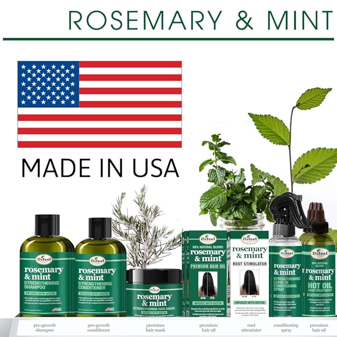 Difeel Rosemary and Mint Premium Hair Oil with Biotin 8 oz. - Made with Natural Mint & Rosemary Oil for Hair Growth