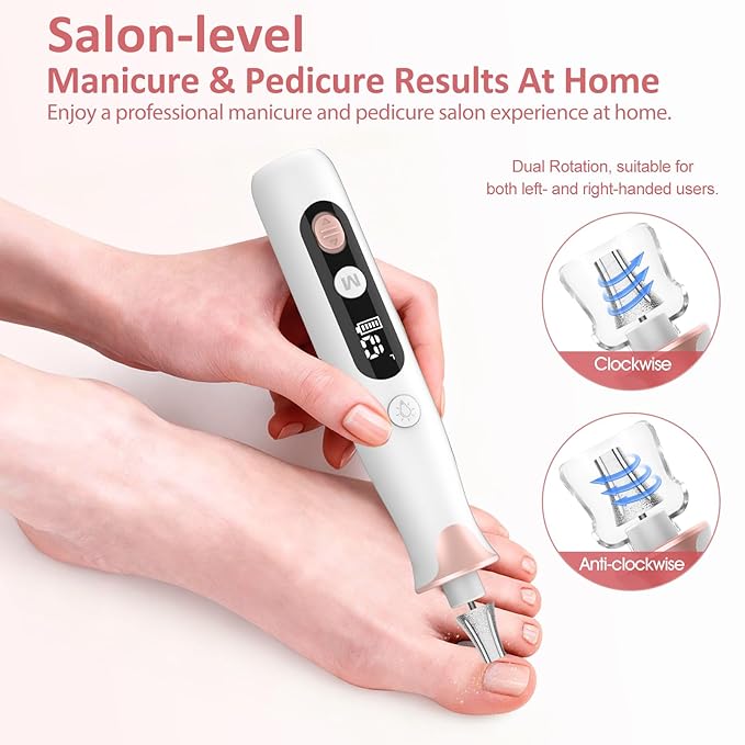 Electric Nail Drill Kit, Haootadiy Professional Manicure Pedicure Set Rechargeable with Nail Drill Bits Sanding Bands, Cordless Electric Nail File Buffer for Acrylic Gel Dip Powder Nails Grind Trim