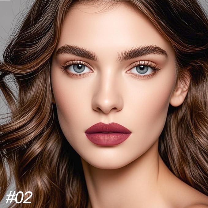 Erinde Matte Shimmer Lipstick Lip Liner Crayon for Women, 24 Hour Lipstick Lip Liner Pencil, Neutral Lipliner Waterproof Long Lasting Smudge Proof, Vegan & Cruelty-Free, C02 Mauve Rose