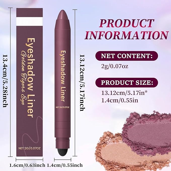 Shadow Liner 2-in-1 Eyeliner Eyeshadow, Waterproof Smudge Proof Plum Shimmer for Natural and Smoky Eyes, Easy to Apply