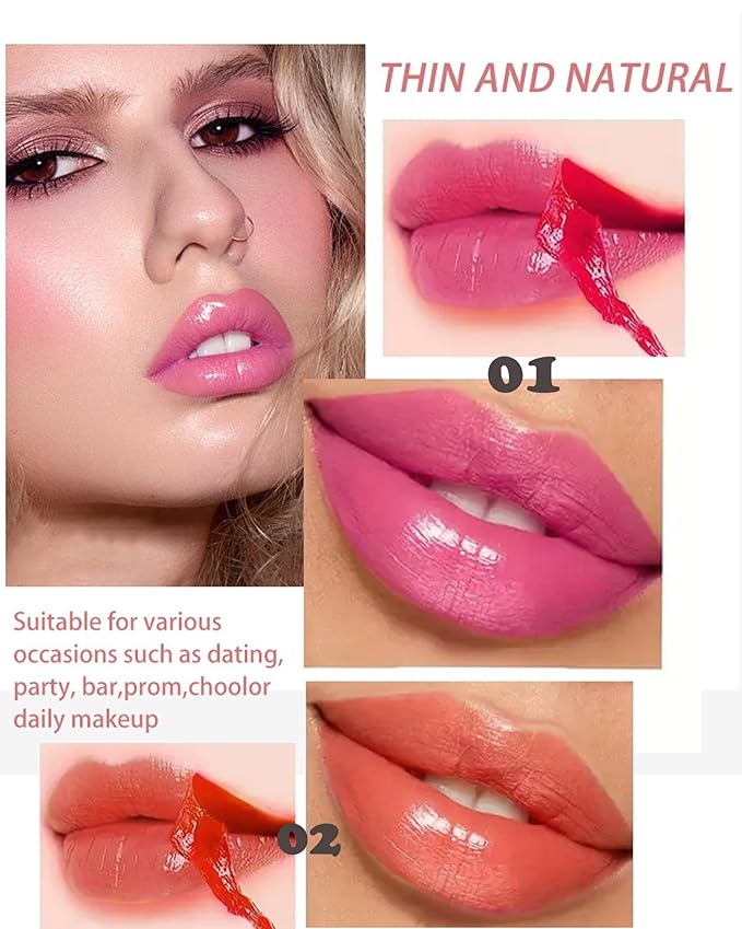 Peel Off Lip Stain Tattoo Lip Gloss,Red Matte Lip Liner Stain Peel Off Waterproof Long Lasting,Highly Pigmented Transfer-Proof Nude Lips Tint Non-Stick Tinted Liquid Lipstick Makeup for Women-03