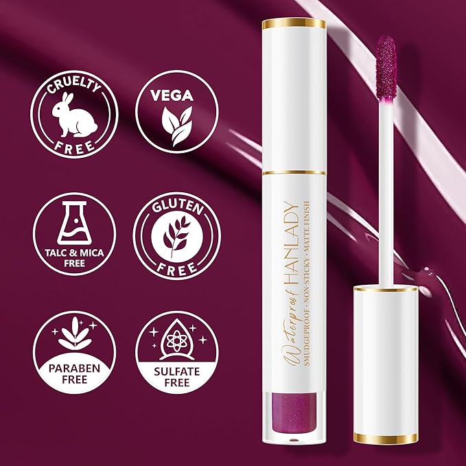 Dark Red Pink Berry Lipstick 3Pc Long Lasting Lipsticks for Women Pigmented Smudgeproof Transferproof Vegan Cruelty Free Lip Color, A66/44/48
