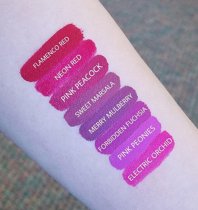 Aromi Magenta Matte Liquid Lipstick | Dark Pink, Fuchsia Lip Color for Women, Long-lasting, Vegan, Waterproof, Long Wear (Pink Peacock)