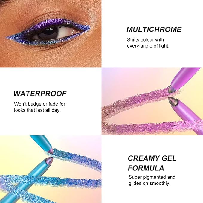 Green Eyeliner Chameleon Eyeliner Pen Eyeshadow Stick Colorful Cream Glitter Shimmer Eye shadow Waterproof Long Lasting Halloween Eye liner Pencil Party Stage Use # 02