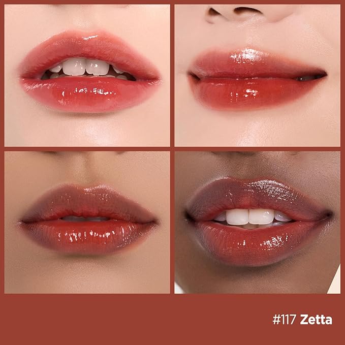 Laka Fruity Glam Lip Tint Mini, Glowing Lip Stain with Wide Color Spectrum, Hydrating & Lightweight Texture, Long-Lasting Bold Stain, Non-Sticky, Vegan, K-Beauty (#117 Zetta)