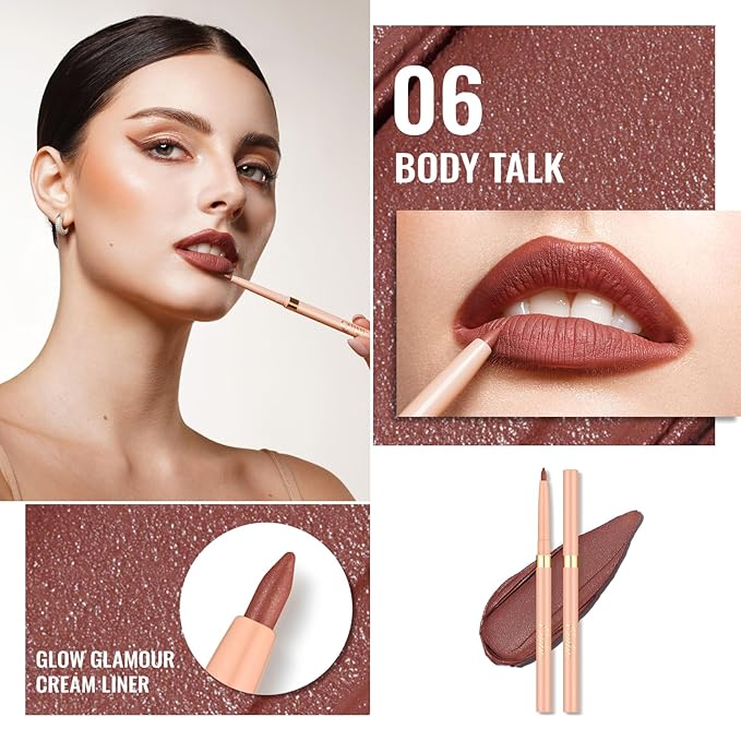 Oulac Waterproof Lipliner Pencil Set - Smooth and Creamy, Retractable Lip Makeup for Precision Application, Vegan & Cruelty-Free
