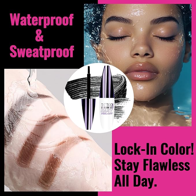 Easy Peel Off Eyebrow Gel, Tattoo Eyebrow Gel Easy Peel Off, Waterproof & Transfer-Proof Lasts Up to 3 Days Brow Color for Women, Create Fuller & Defined Looking Brows At-Home (03# Gray Brown)