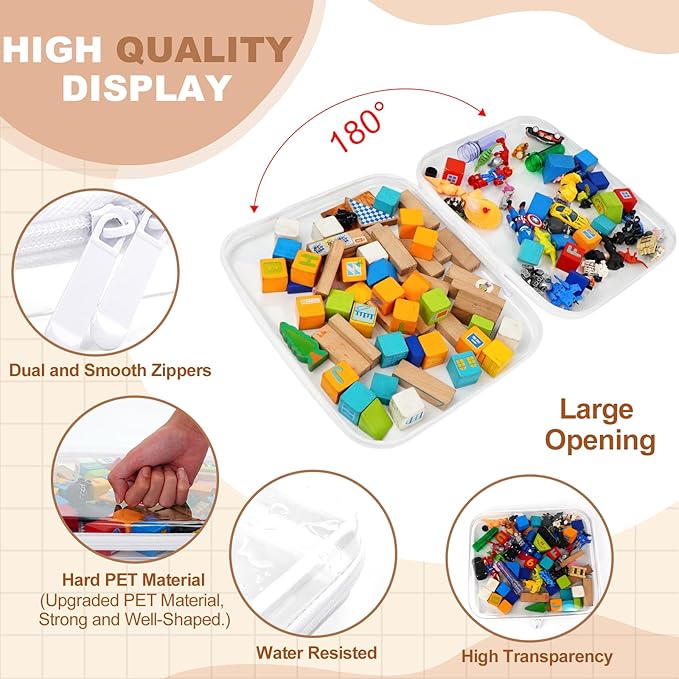 3pcs Clear Hard Shell Zipper Case, Transparent Hard Plastic Zipper Pouches, Portable Travel Organizer, Clear Toiletry Bag, Craft and Arts Organizer, Toy Storage Bins, Stackable Hard Side Plastic Case