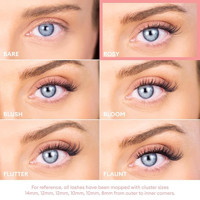Silly George Pop-On Lashes - DIY 1-Step Pre-Glued Faux Eyelash Clusters, Natural Look Extensions, Brown - Flaunt, 5-7 Pair Set, Pack of 60 Clusters