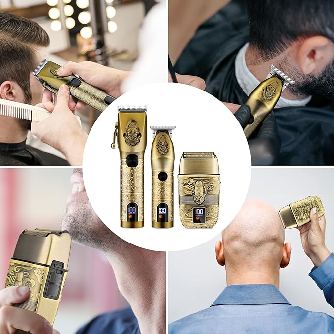 Lanumi Professional Hair Clipper Trimmer Set for Men Electric Shaver Razor Cordless Hair Cutting Barber Clippers Beard Trimmer Men’s Grooming Kit Gifts for him