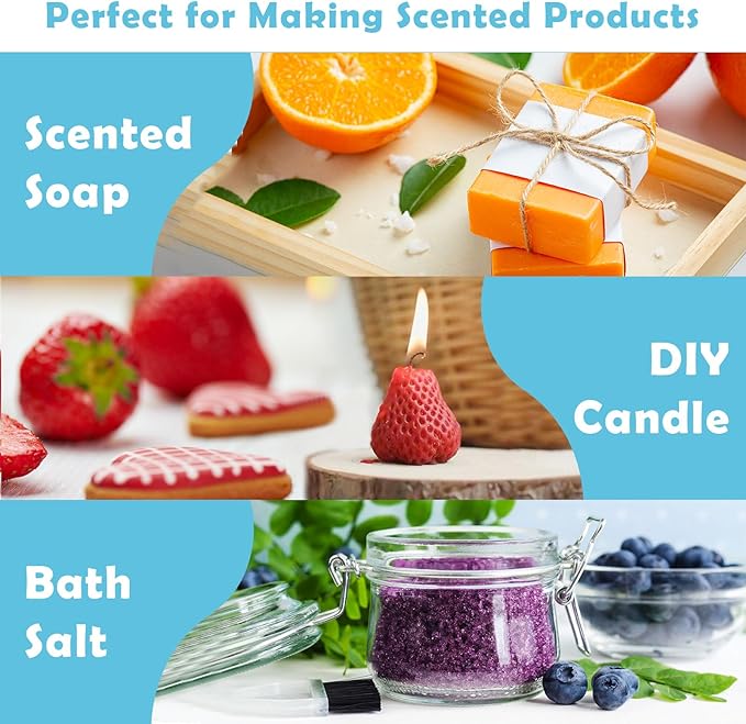 Holamay Fruit Essential Oils for Diffusers for Home, Fragrance Oil for Soap Making, Candle Scents for Candle Making 30ml x 10 - Coconut, Strawberry, Mango, Pineapple, Large Size Aromatherapy Oils Set