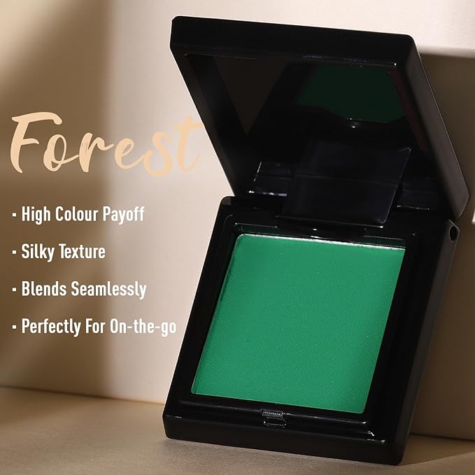 UCANBE Green Single Eyeshadow Palette, Highly Pigmented Matte Eye Shadow Powder, Professional Long-Lasting Waterproof Makeup Palette